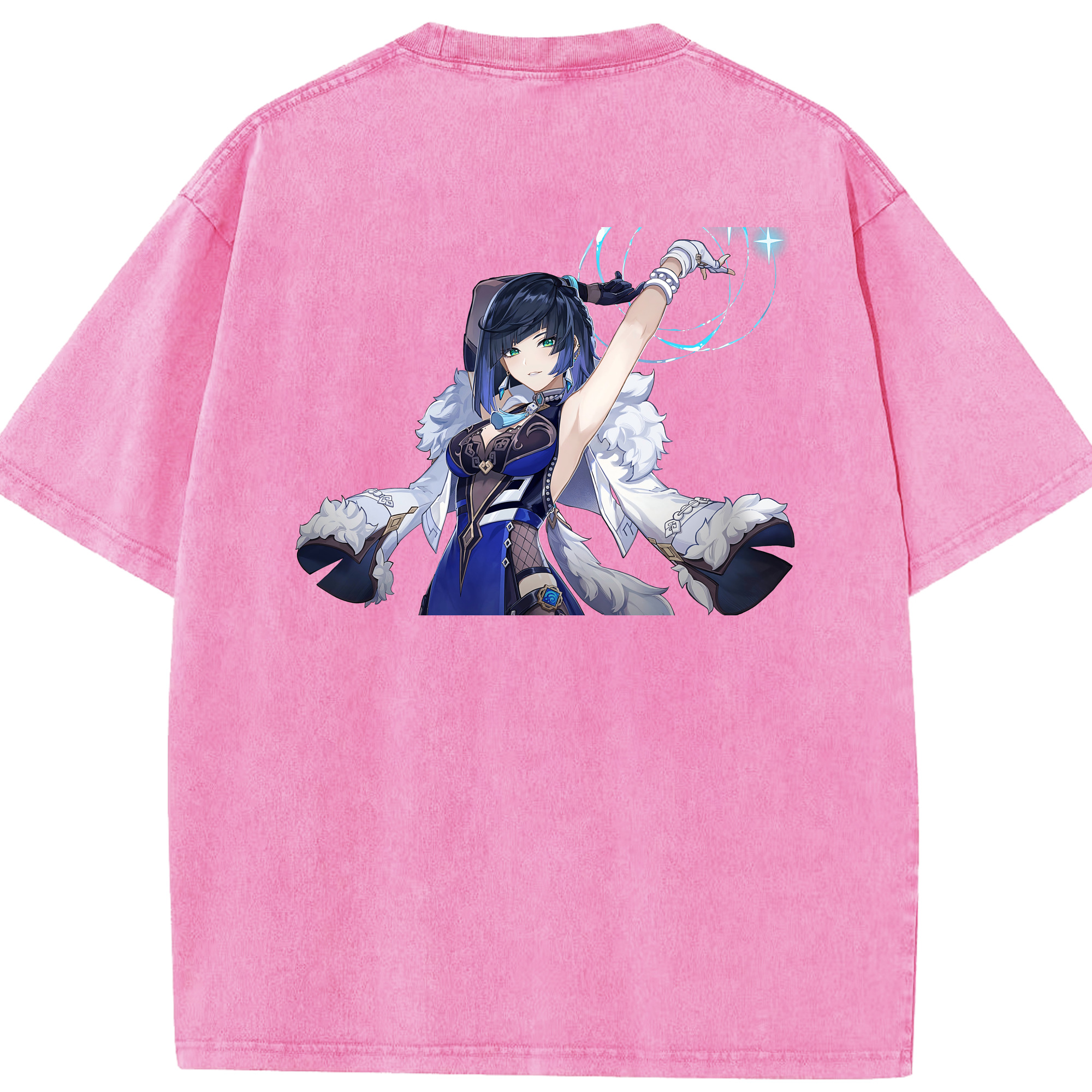 げんし神 夜兰 やらん genshin Yaran 綿100% ヴィンテージ風 半袖Tシャツ（背面プリント）